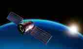 3D Illustration Of Satellite Orbiting The Earth P2X8FTJ